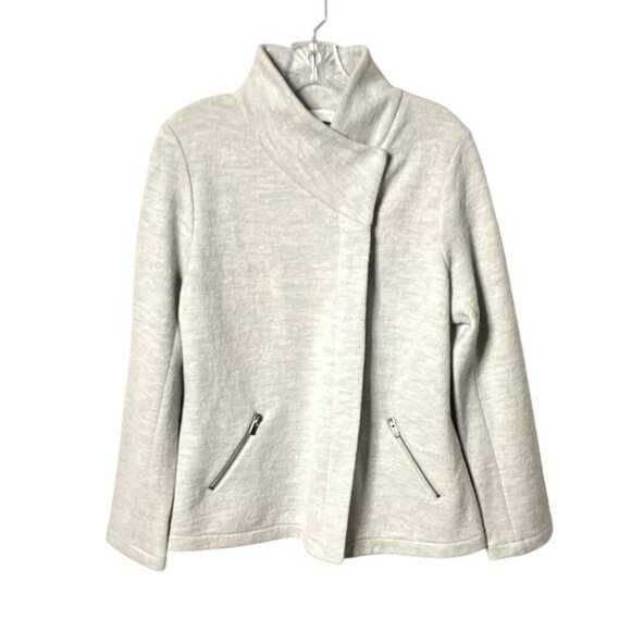 The White Company 100% Wool Light Grey Zip Jacket Asymmetric Collar Women's 12 - Picture 8 of 8
